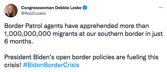 In now-deleted tweet, Arizona lawmaker boldly lies about 1 billion migrants at border 1